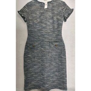 NEW‎ LOFT Tweed knit dress Women's size 4 blue gray short sleeve  Office Work